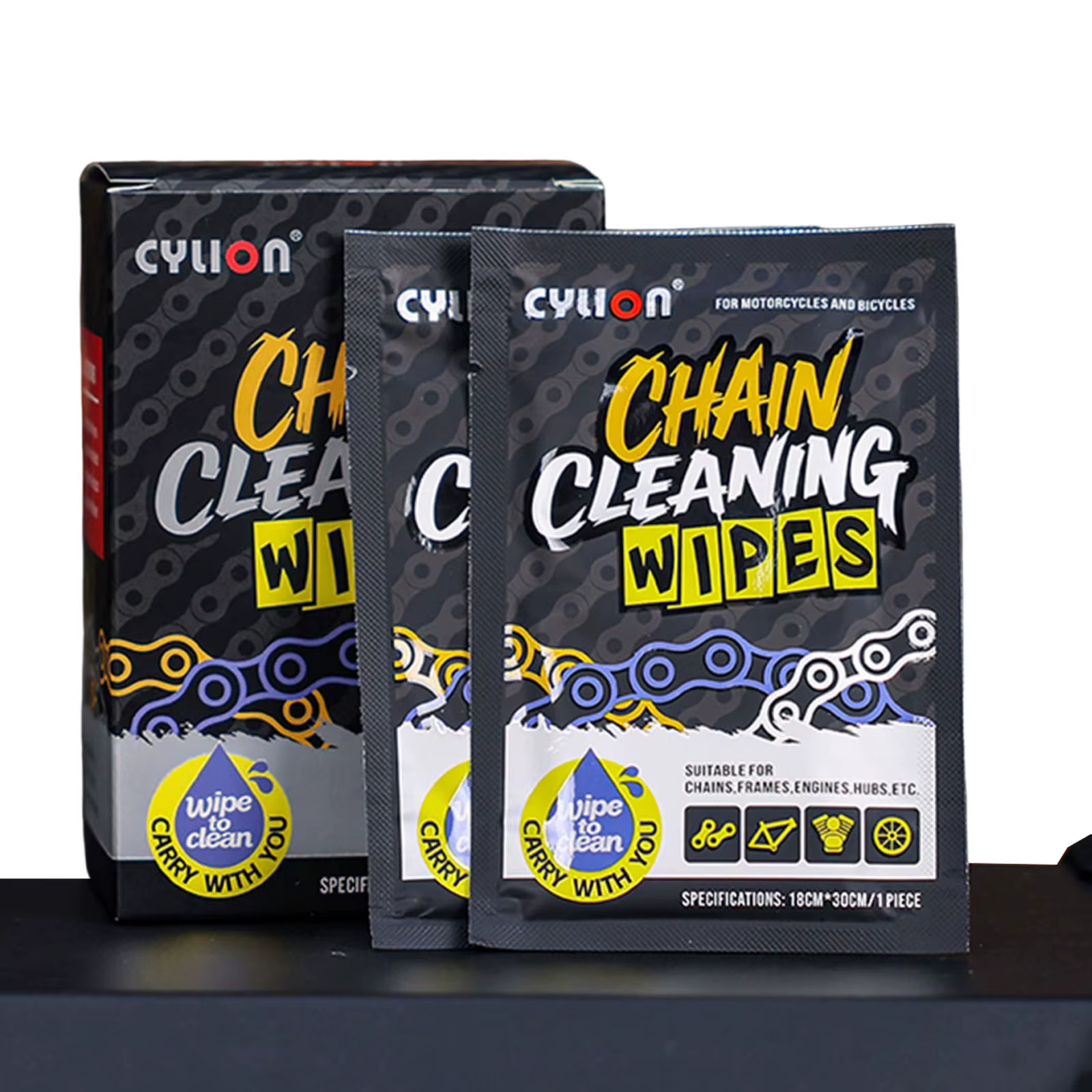 Lingettes de nettoyage de chaîne de vélo réutilisables