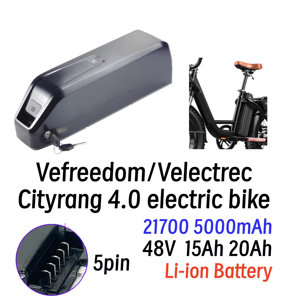 Vefreedom Velectrec Cityrang 4.0 EBike 48V 15Ah 20Ah 5 broches batterie de tube inférieur pour vélo électrique