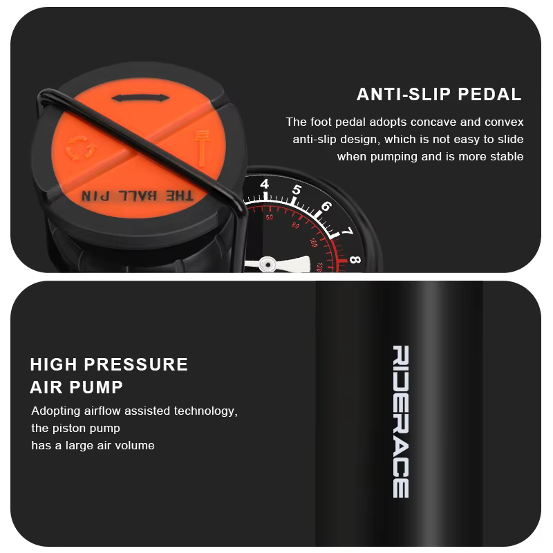 Pompe à vélo haute pression pour VTT et vélo de route