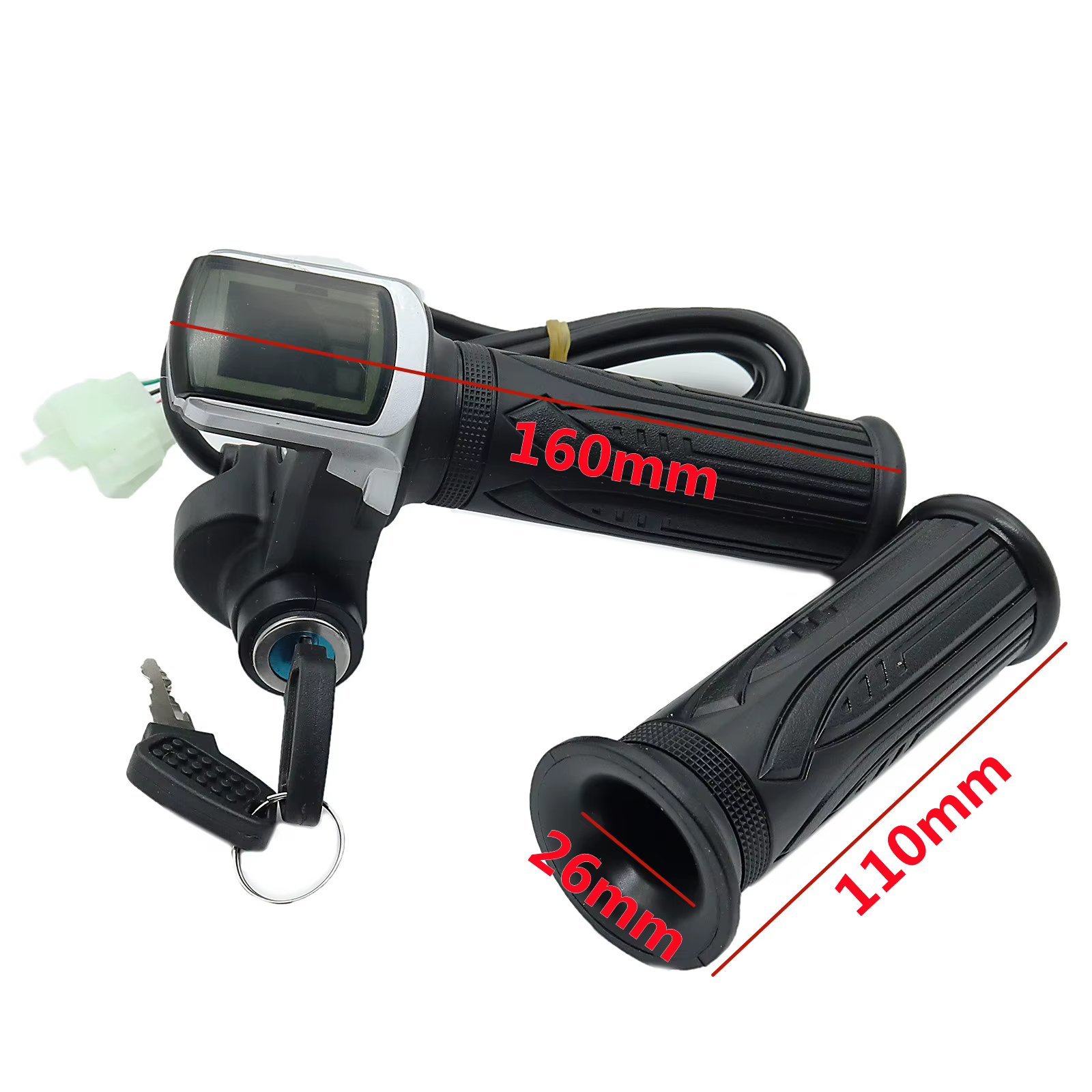 1 paire de poignées de réglage de la vitesse de l'accélérateur de vélo de Scooter électrique avec affichage de verrouillage à clé divide la poignée LCD 24V 36V 48V