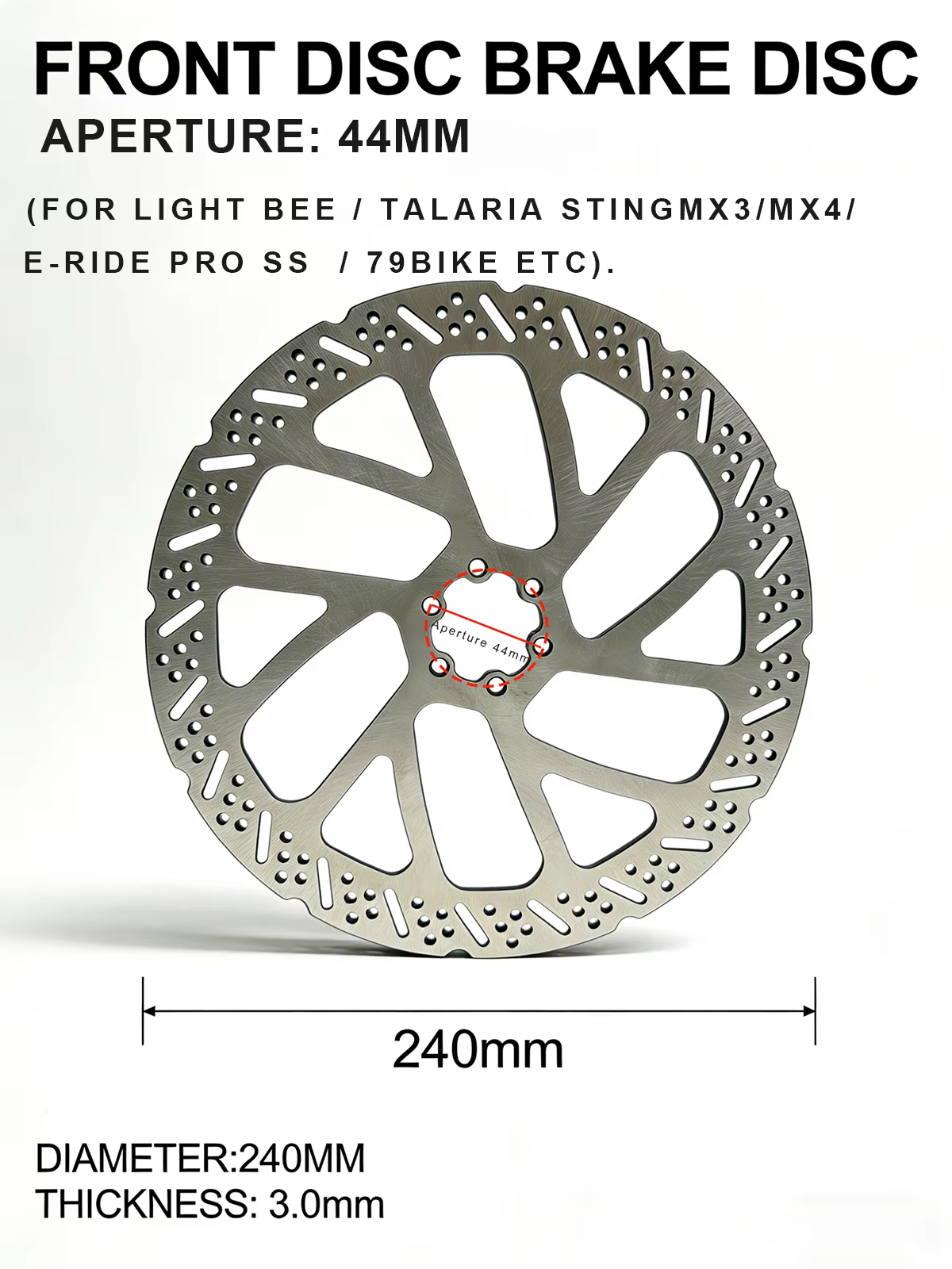 Kit de mise à niveau Super E-bike Light Bee / E-ride / 79Bike Mod vers système de freinage Ultra Bee avec disques de frein avant/arrière de 240 mm