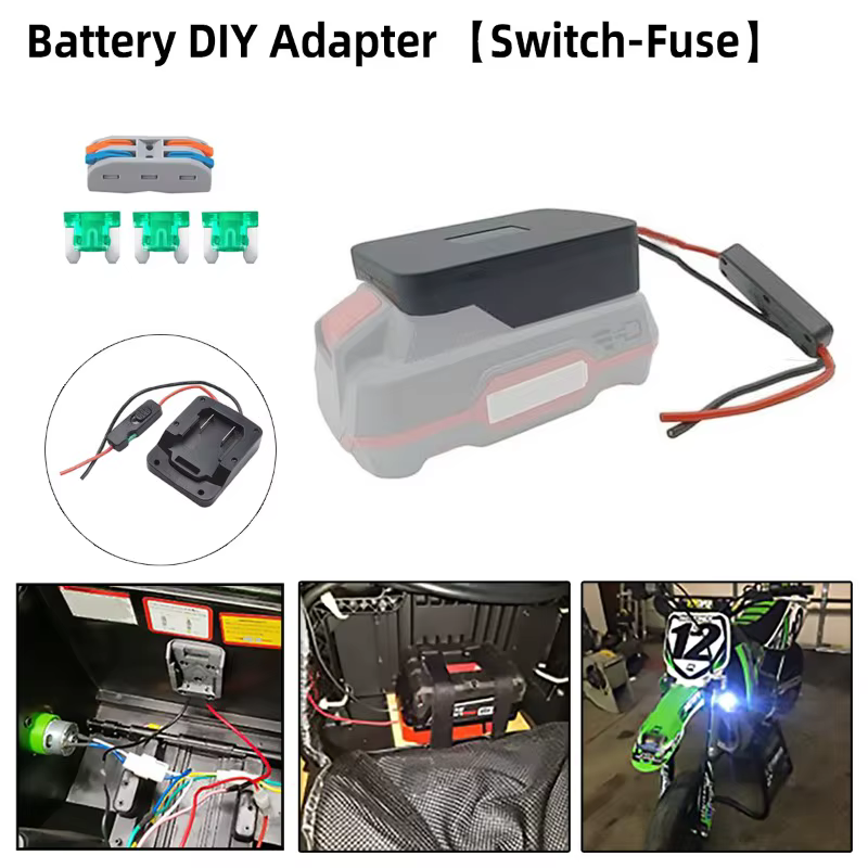 Kit de roue d'adaptateur de batterie d'alimentation pour batterie Parkside 20V avec fusibles et interrupteur, convertisseur de batterie pour jouets de voiture Rc, accessoires d'outils