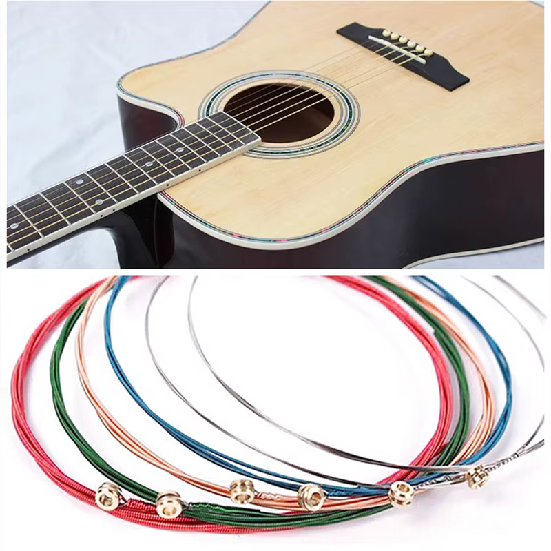 Cordes de guitare colorées arc-en-ciel E-A, 6 pièces/ensemble, pour guitare Folk acoustique classique, pièces multicolores, accessoires de guitare