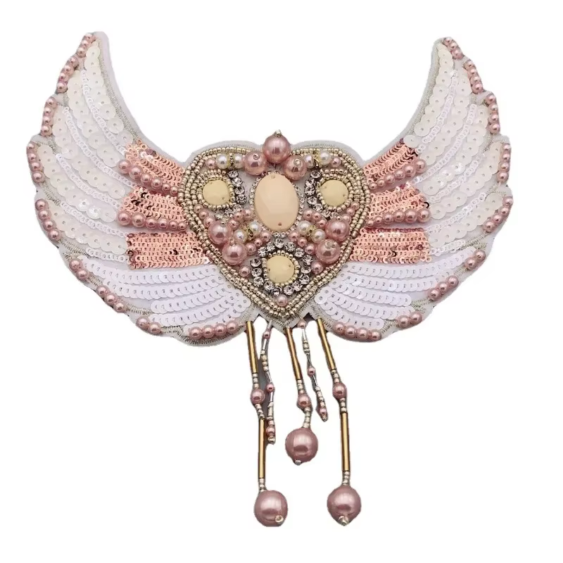 Accessoires de bagages DIY : Nouveaux autocollants en tissu Ailes d'Ange, accessoires de dos pour vêtements, design mode à pampilles et diamants