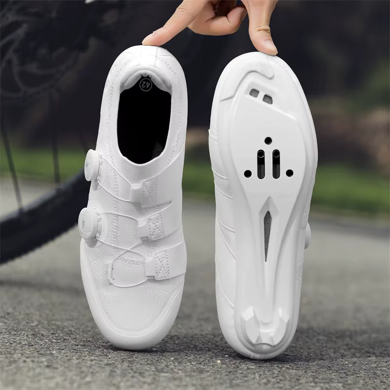Chaussures de cyclisme sur route hommes femmes rose respirant auto-verrouillage taquet Spd
