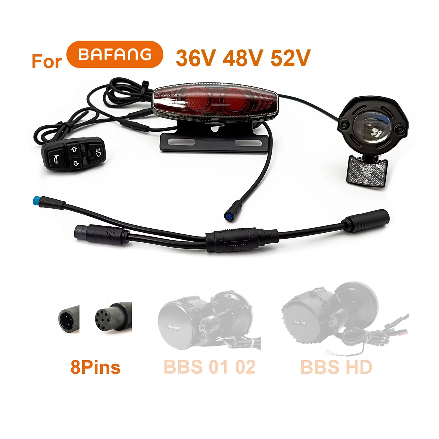 LinHi vélo électrique modifié vélo lumière kit étanche universel 24V 36V 48V 60V BAFANG KUNTENG JULET feux de freinage de direction