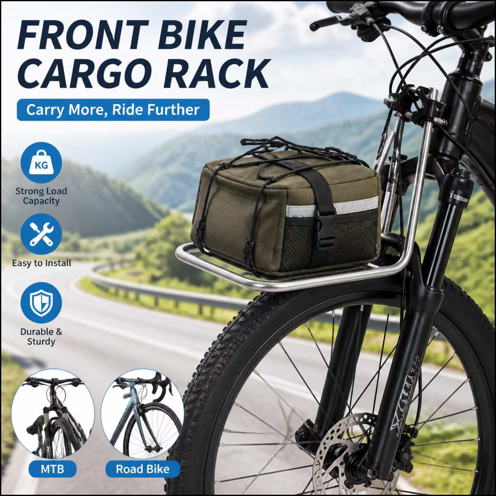 Porte-bagages avant pour vélo