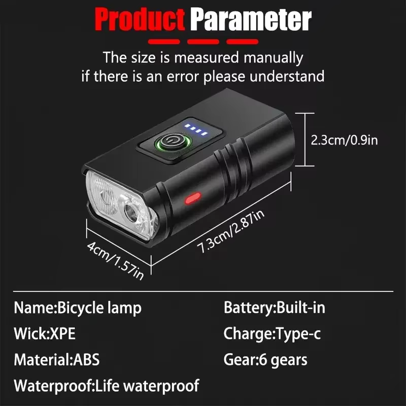 Phare de vélo LED feu avant