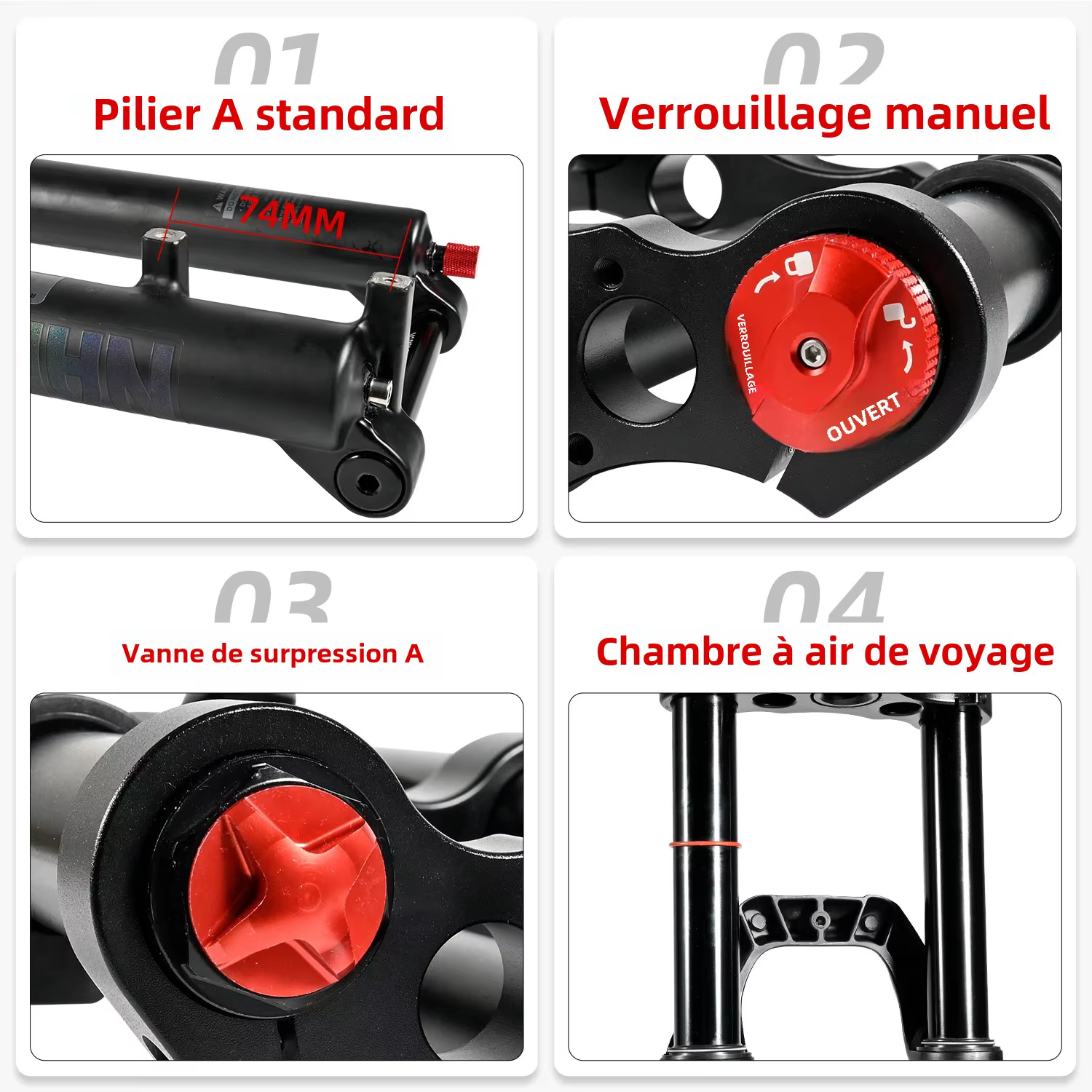 Nanveo-Fourche à suspension pneumatique double initiée