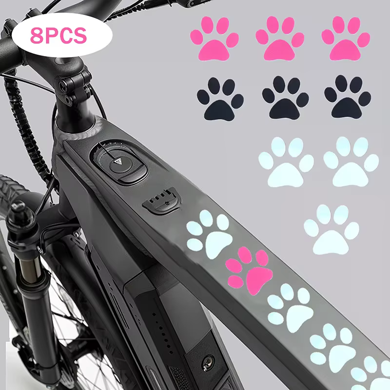 Autocollants réfléchissants patte de chat pour vtt et vélos de route ; Accessoires de décalcomanie en vinyle pour cadre