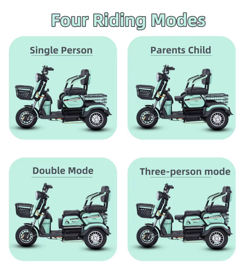 Tricycle électrique à 3 places pour adultes