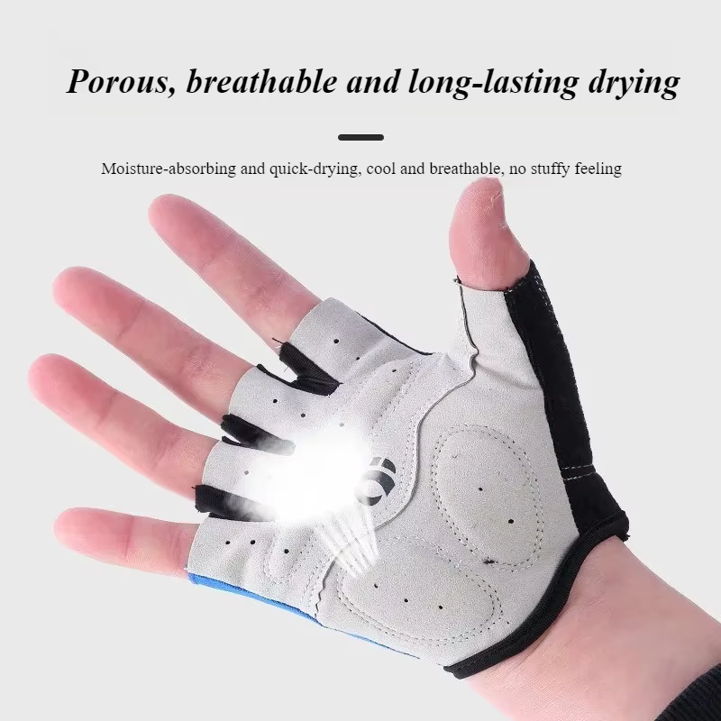 Gants de cyclisme demi-doigt-coussin de paume en silicone antidérapant