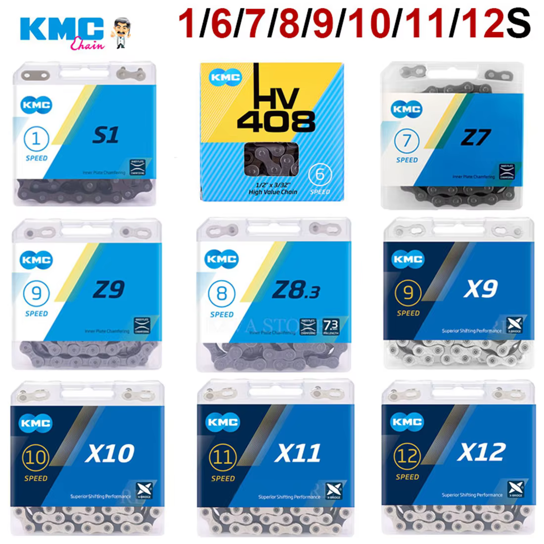 KMC – chaîne de vélo vtt 1 6 7 8 9 10 11 12 vitesses