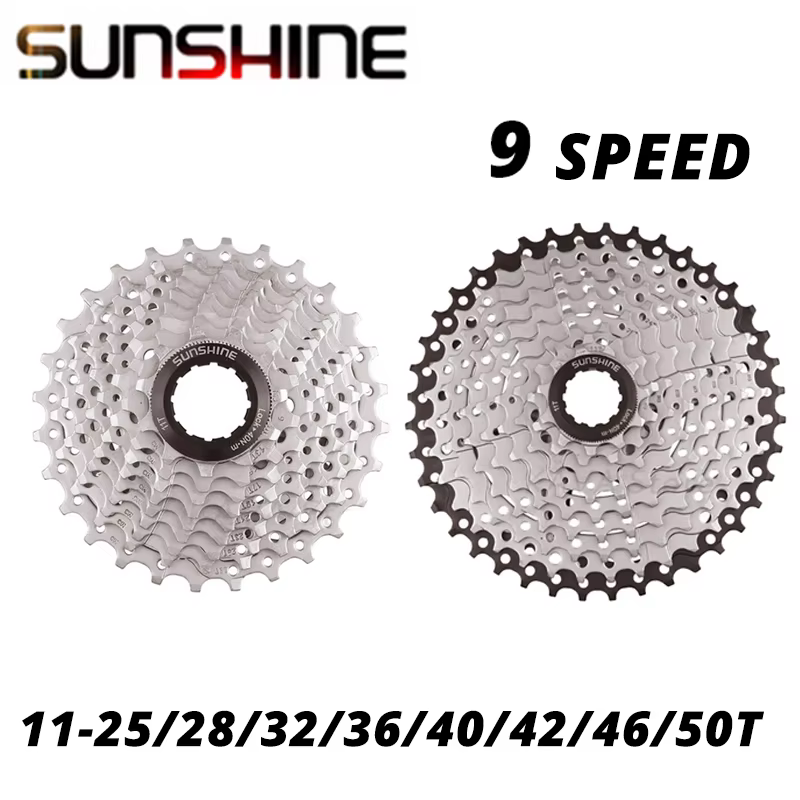 SUNSHINE 9 vitesses vtt vélo de route roue libre Cassette volant d'inertie 9S 25T 28T 32T 36T 40T 42T 46T 50T pour M370 M390 M4000 M590 Sram 9v