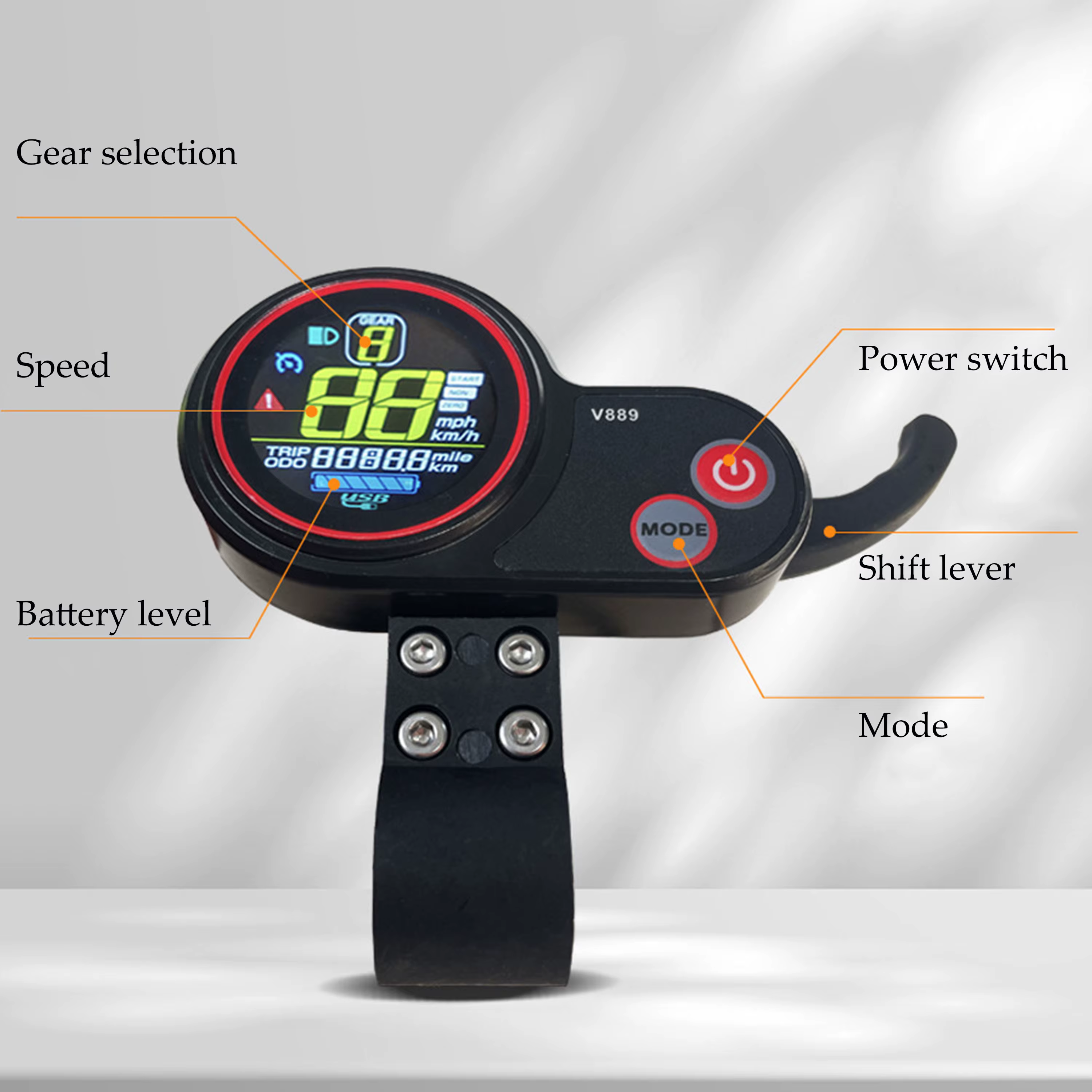Écran LCD pour vélo électrique avec accélérateur rotatif