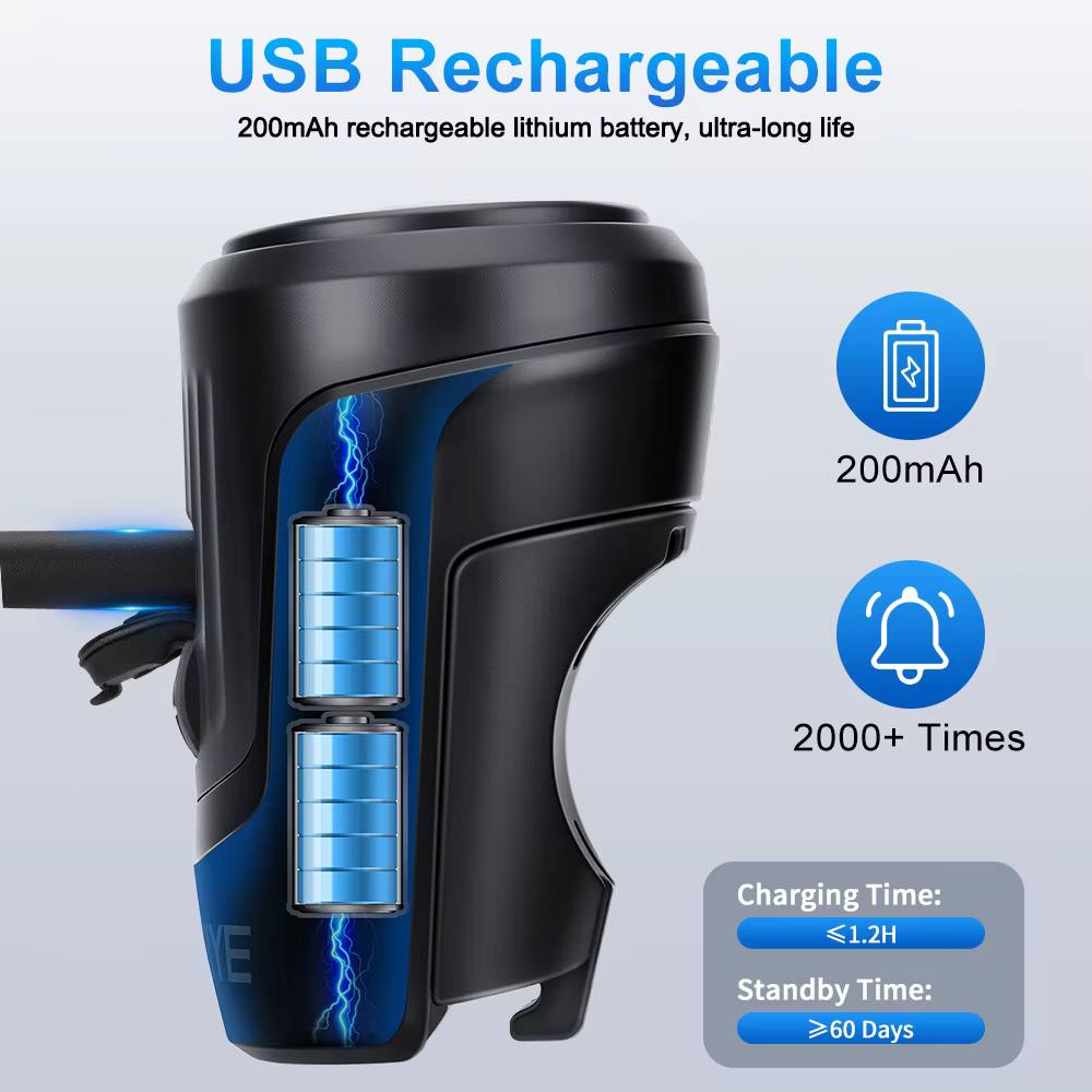Rockbye 125dB fort vélo moto électrique cloche klaxon IPX5 étanche Micro-USB Rechargeable VTT alarme antivol