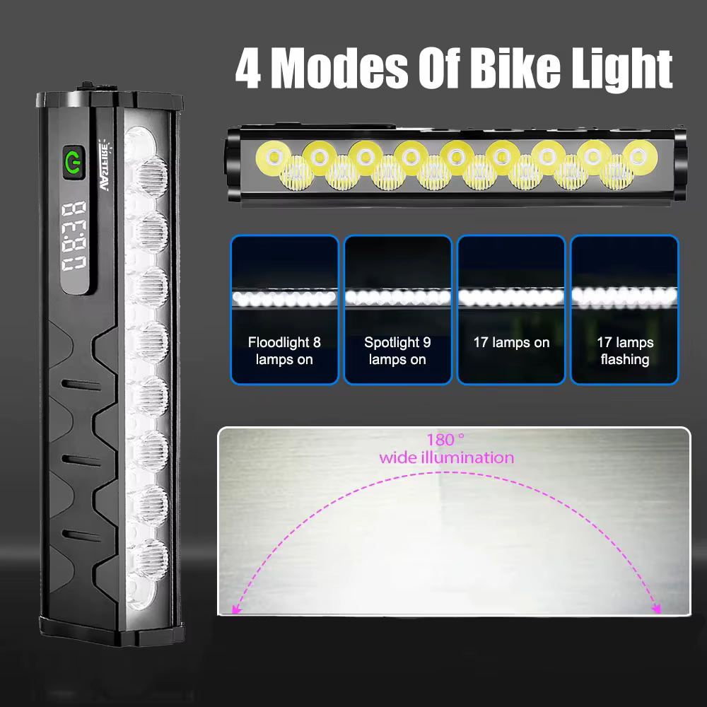 Lumière de vélo avant 8/17LED 25500 lumens