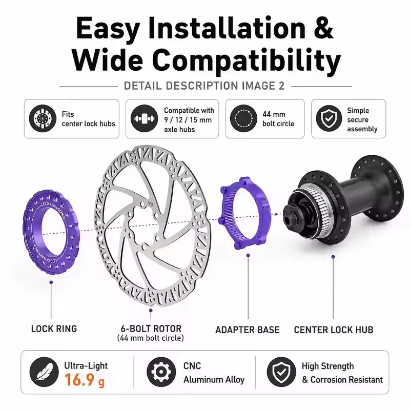 Adaptateur de moyeu de vélo Center Lock à 6 trous
