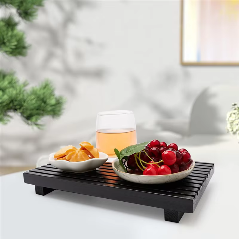 M12K-organisateur de décoration de vanité de salle de bain, petit comptoir de salle de bain, présentoir en bois, support sur pie