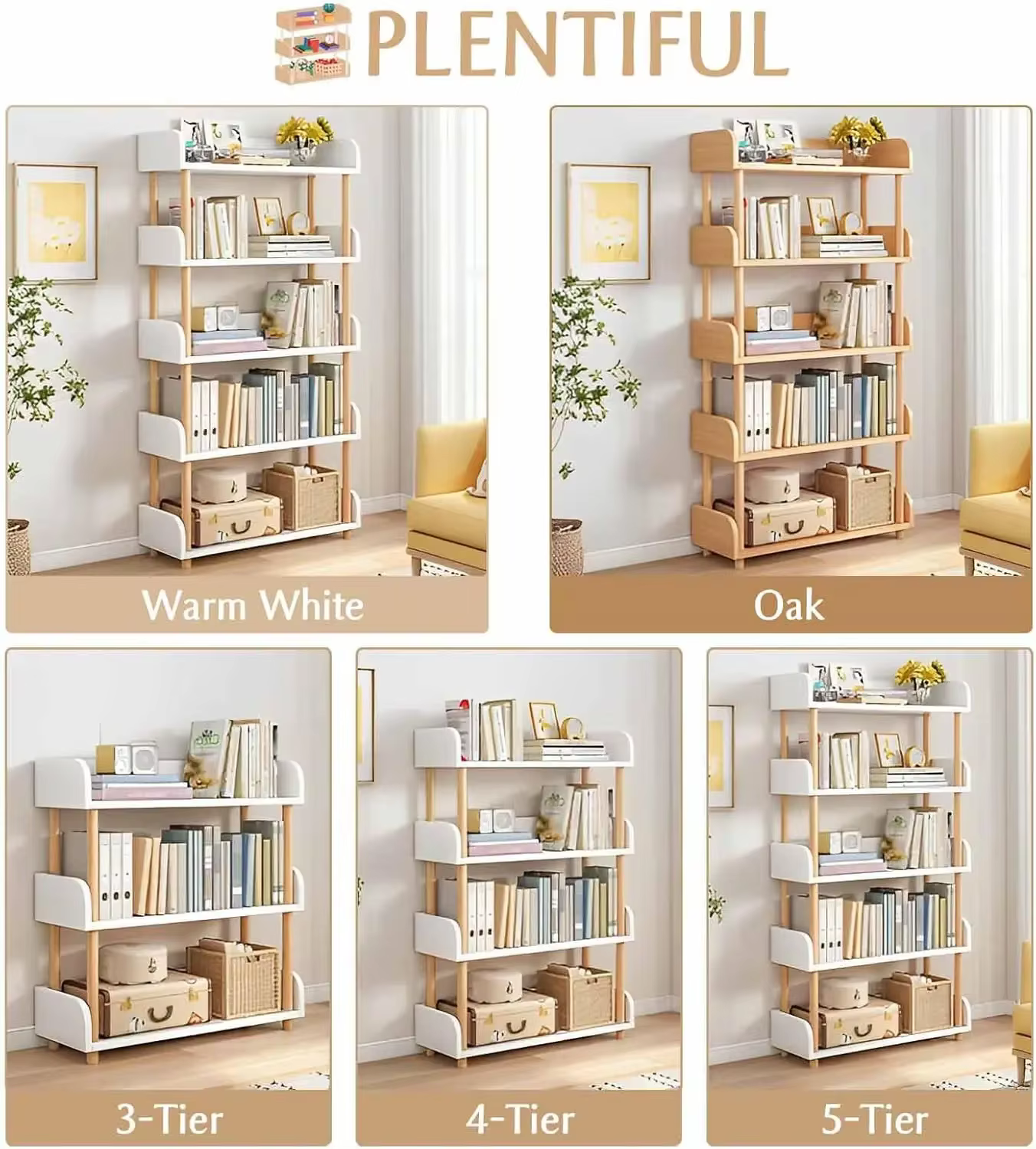 Wayifair Home Furniture Store Bibliothèque d'exposition moderne avec bord supérieur et cadre en bois massif pour la maison et le bureau, armoire de rangement