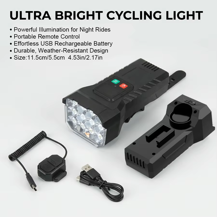 Phare avant de vélo puissant à 12 LED