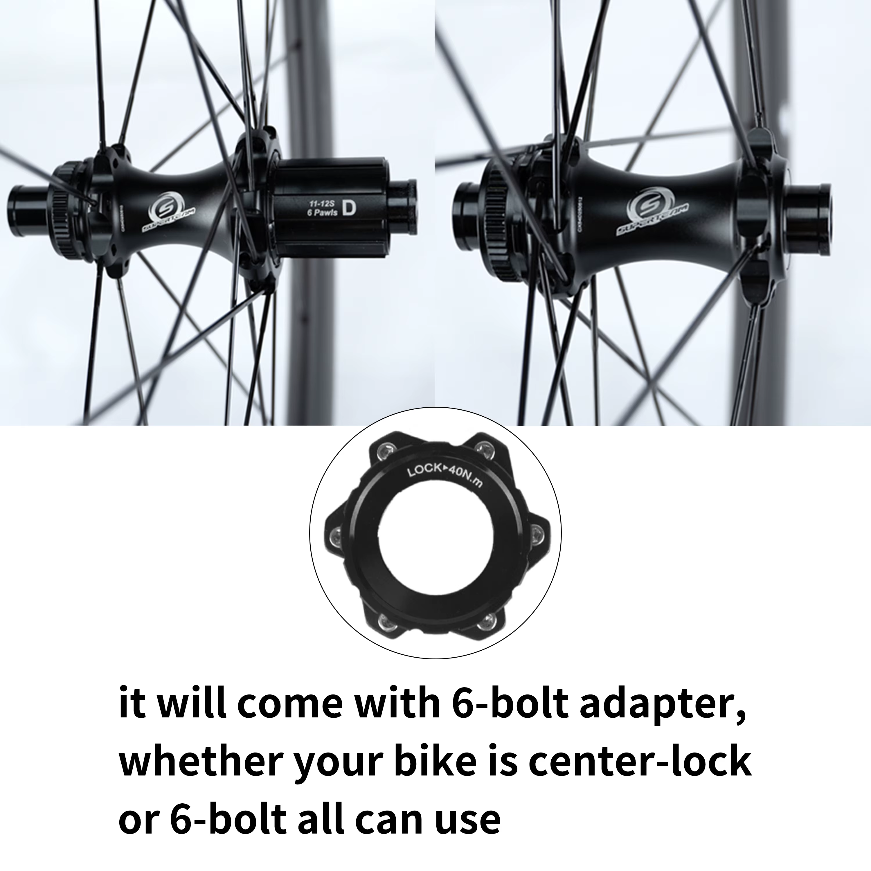 Jeu de roues de vélo de route SUPERTEAM en fibre de carbone 700C