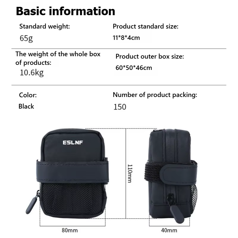 Sac de selle de vélo, sac arrière de cyclisme léger et résistant à l'eau