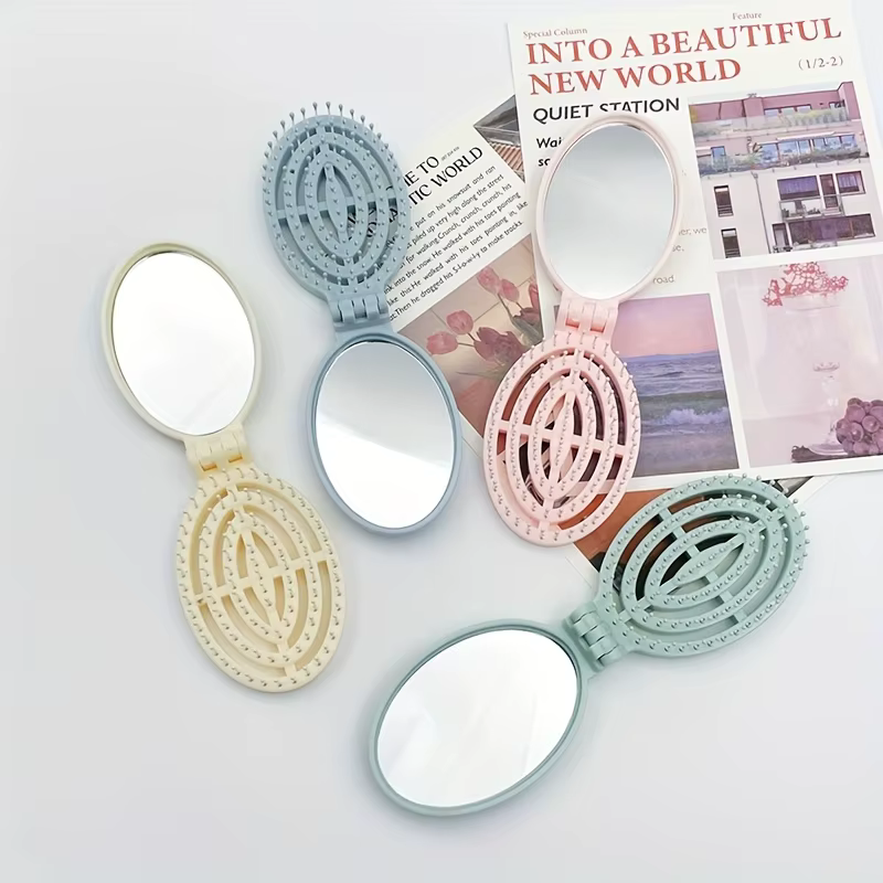 Brosses à cheveux de voyage pliables avec miroir, brosse à cheveux de poche pliante Portable, Mini peigne à cheveux, peigne de Massage pour cheveux de taille compacte