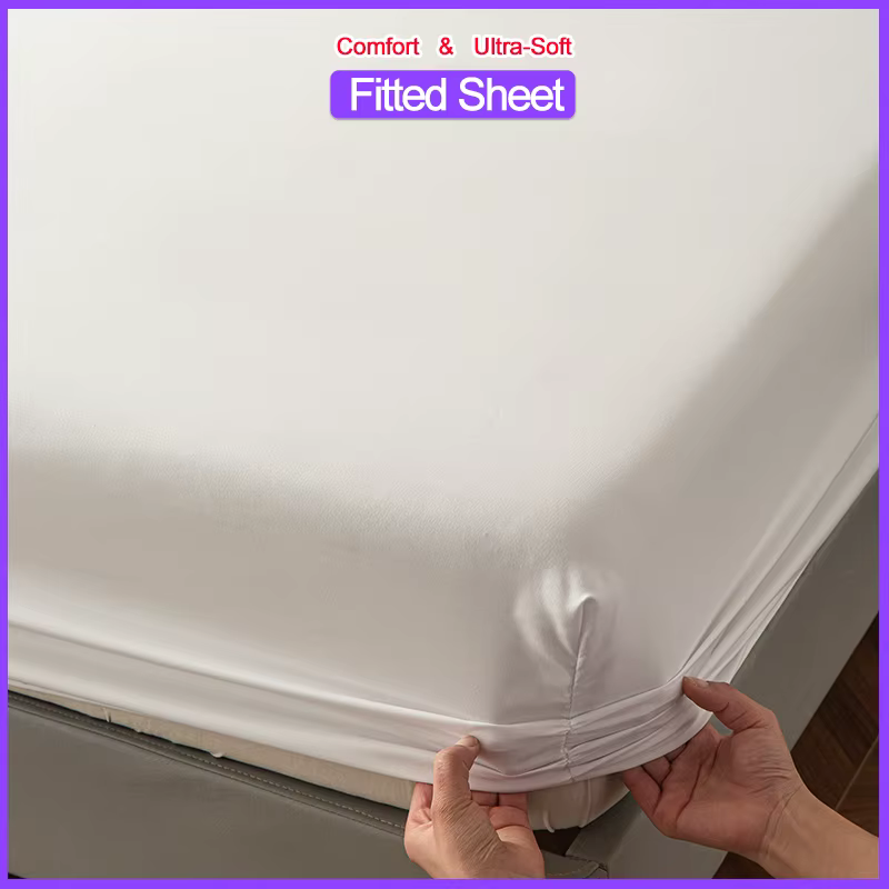 Drap-housse de haute qualité - Microfibre douce au toucher, poche profonde 25 cm, anti-rides, antidérapant, couleur unie, taille simple/pleine/queen/king