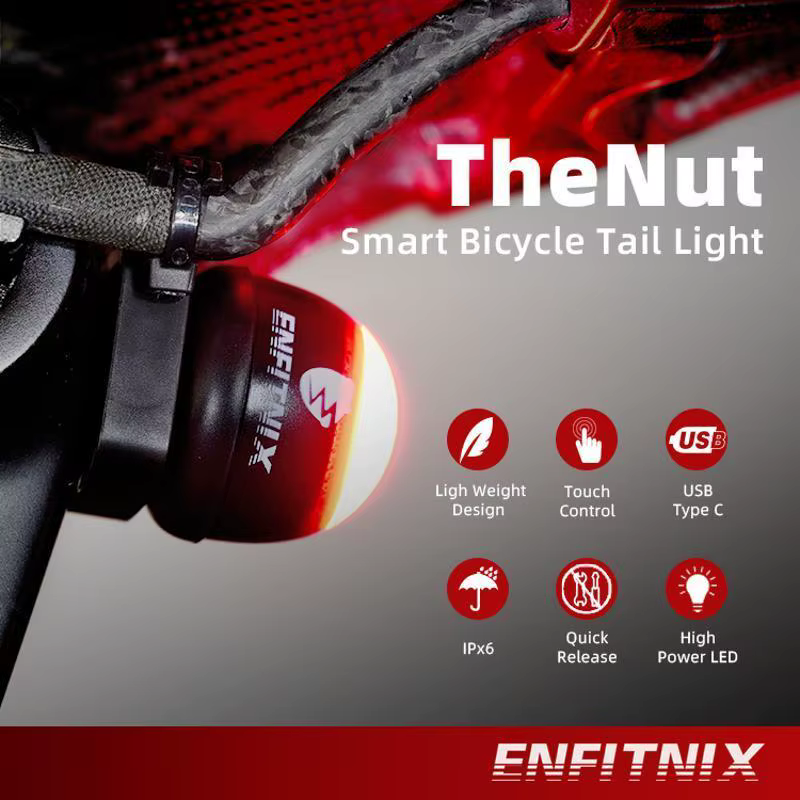 ENFITNIX nouveau feu arrière de vélo TheNut ultra léger clignotant VTT conduite de nuit voyant d'avertissement de charge équipement de cyclisme