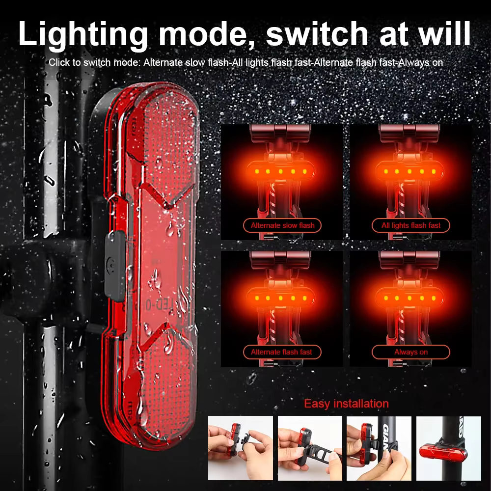 X-TIGER ensemble de feux de vélo feu avant avec feu arrière lampe de poche Rechargeable USB 6 Modes accessoires