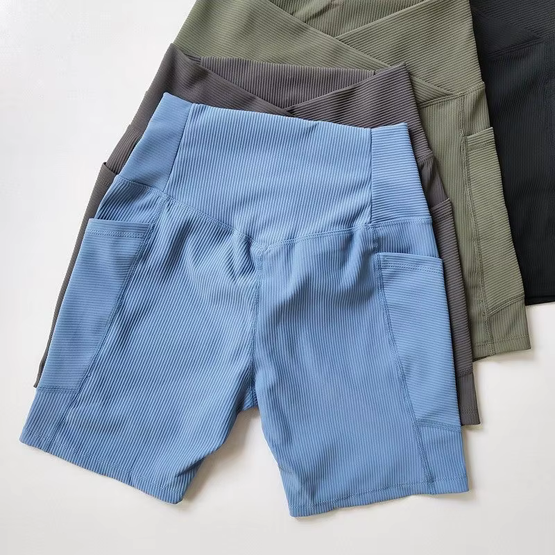 Short de vélo rembourré à bande croisée pour femme – Taille haute amincissante avec poches latérales