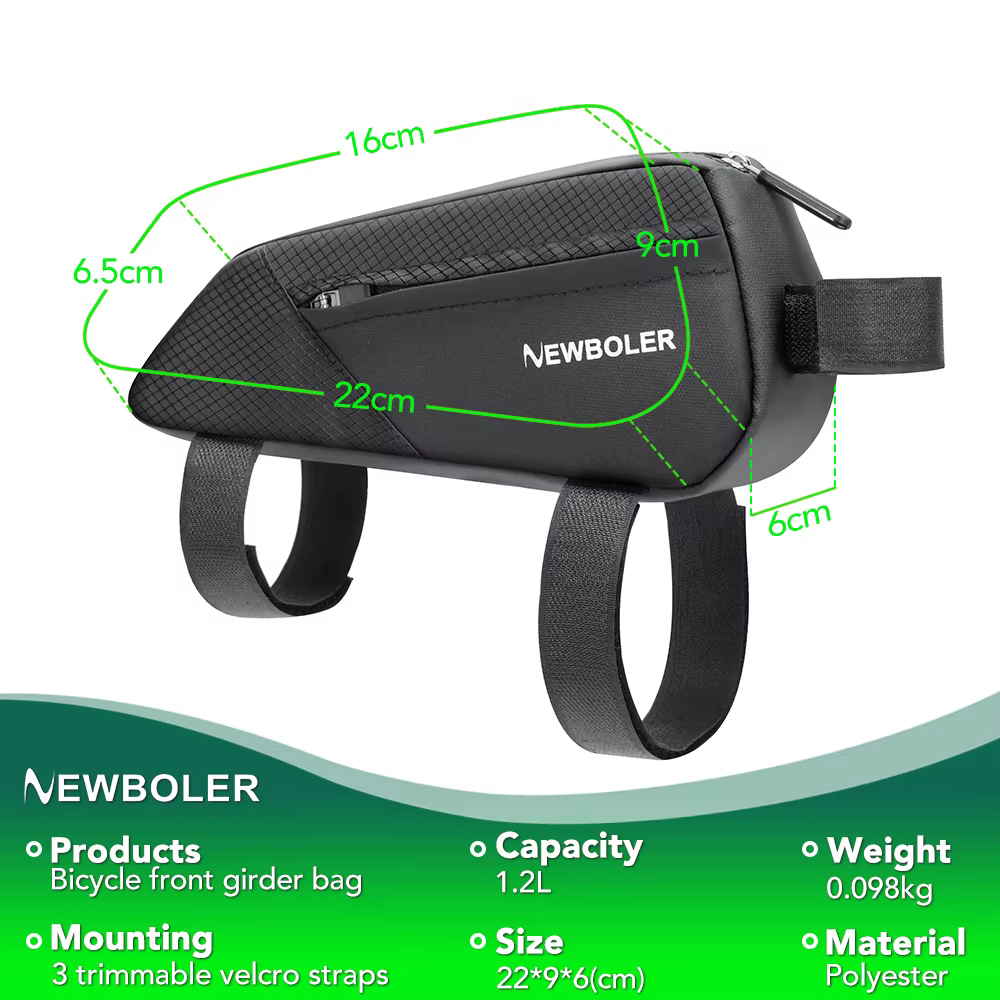 NEWBOLER sac de vélo 1.2L cadre Portable Tube avant sac de cyclisme vtt route