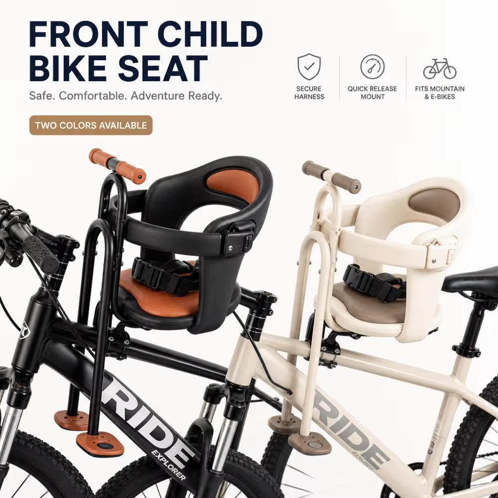 Siège enfant avant rembourré avec accoudoir pour vélo