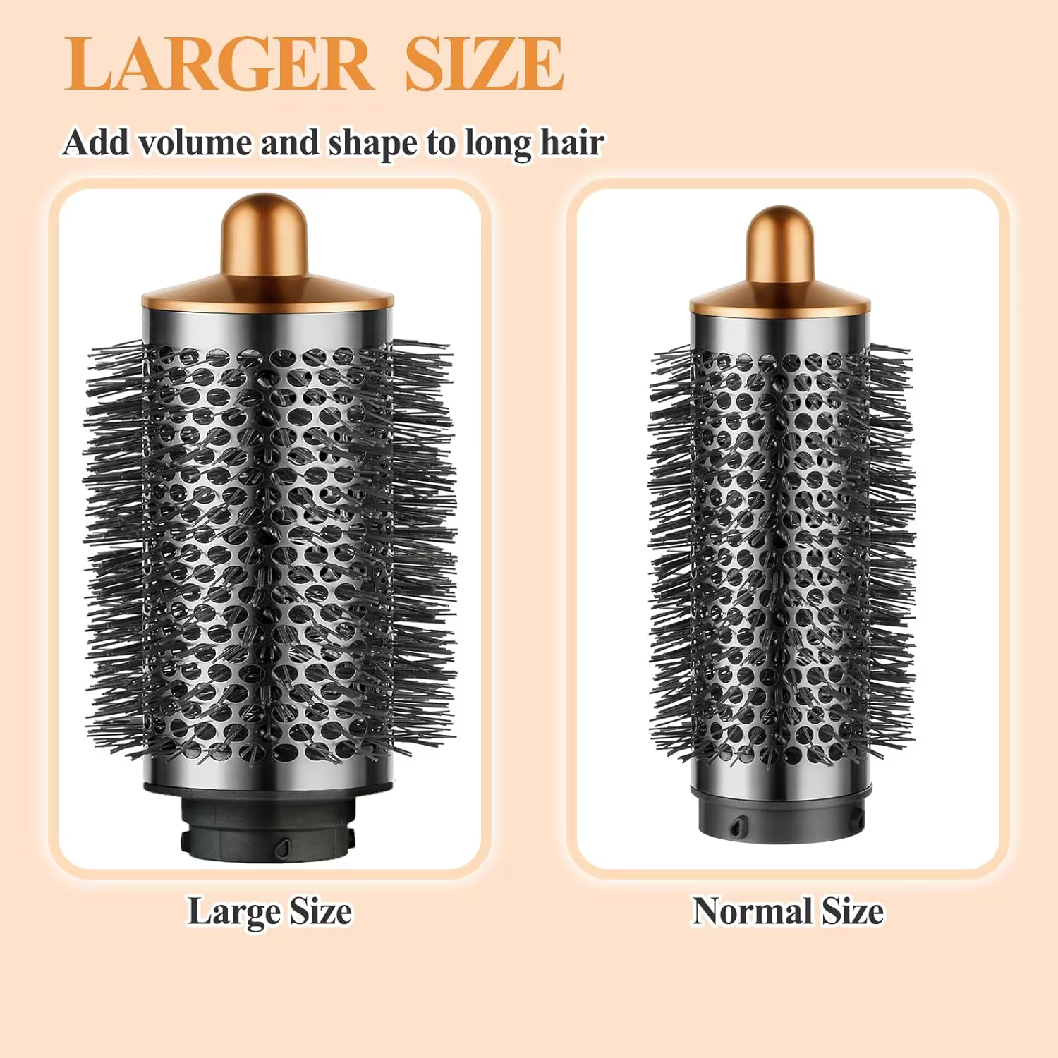 Grande brosse volumisante ronde pour accessoires Dyson Airwrap, Nickel/cuivre, volumateur ovale plus grand pour un style moelleux