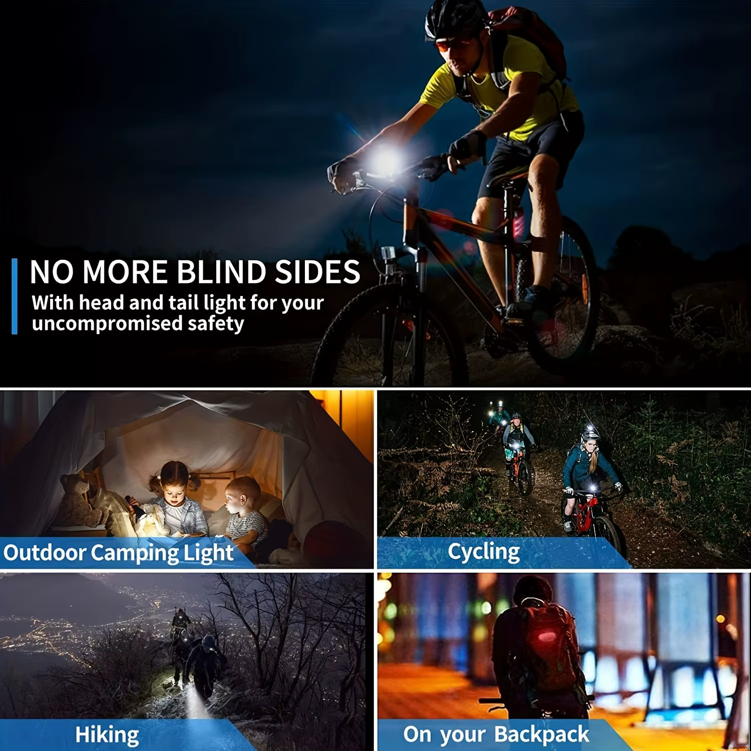 Lampe de vélo, phare rechargeable USB à 3 LED