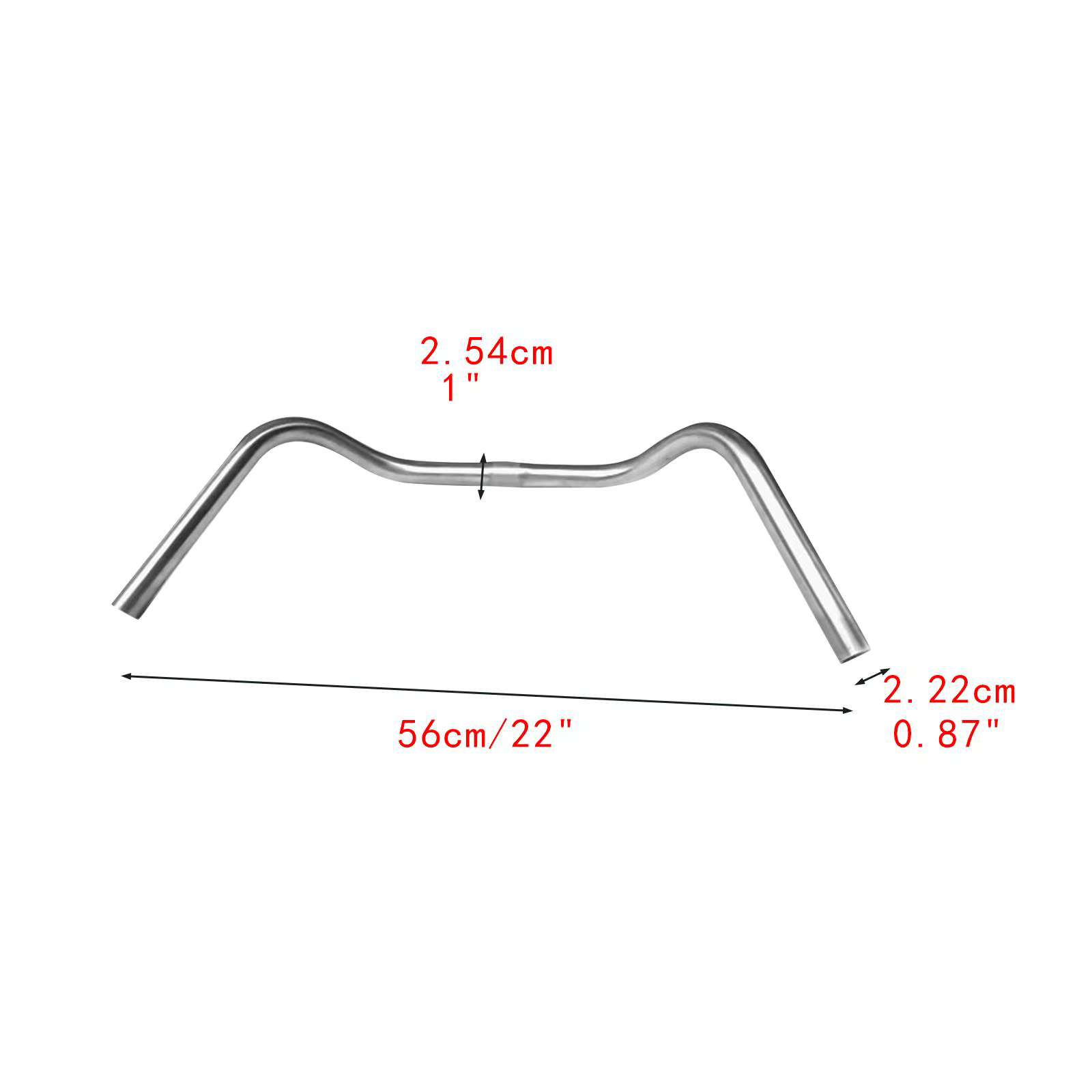 Guidon pour vélo de route et VTT, avec pince, dimensions 25.4x560mm, 25.4mm