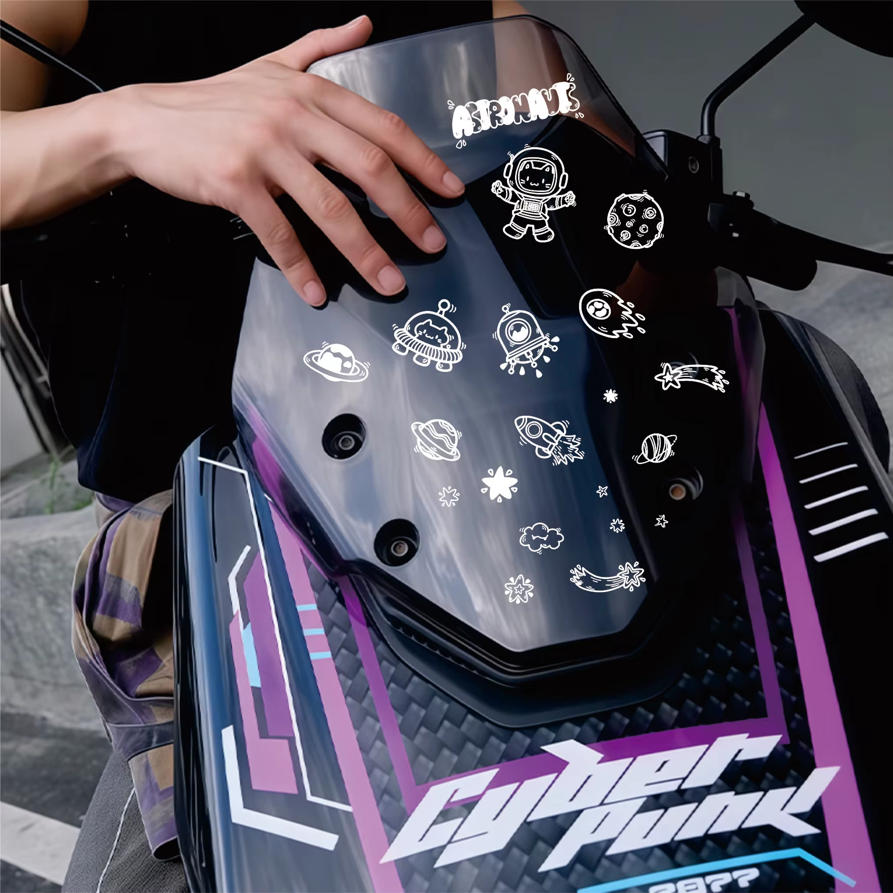 Autocollants de vélo graffiti astronaute spatial pour cadre de vélo