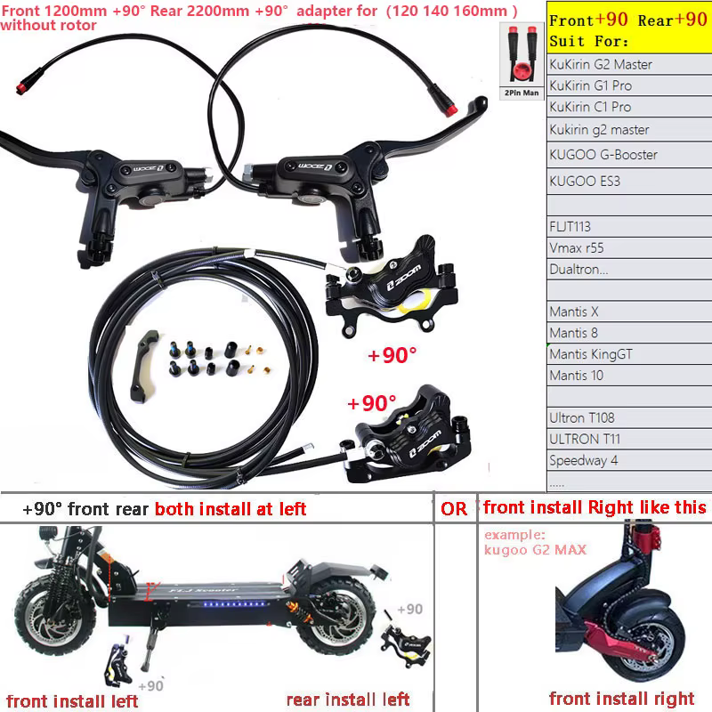Frein de scooter électrique à 4 pistons pour Kukirin G2 Master C1 G1 Pro Kugoo G-Master ES3 FLJT113 Mantis 10 X KingGT Speedway4 E-bike