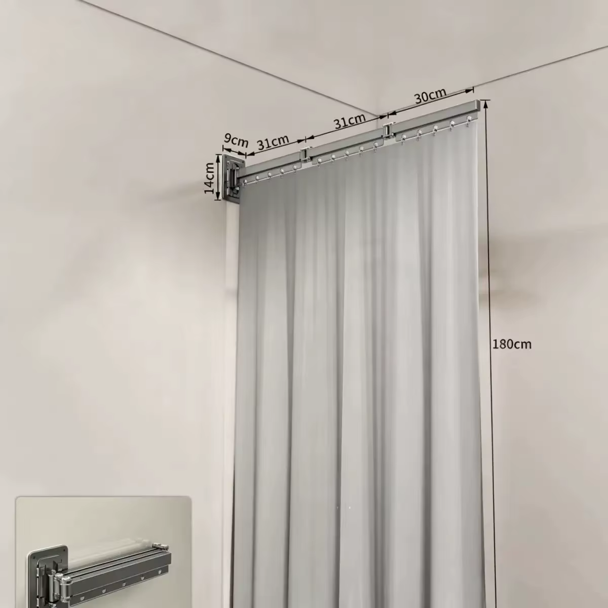 Ensemble de rideaux de douche pliables, cloison de douche invisible, séparation sec-humide, polyester imperméable, rétractable