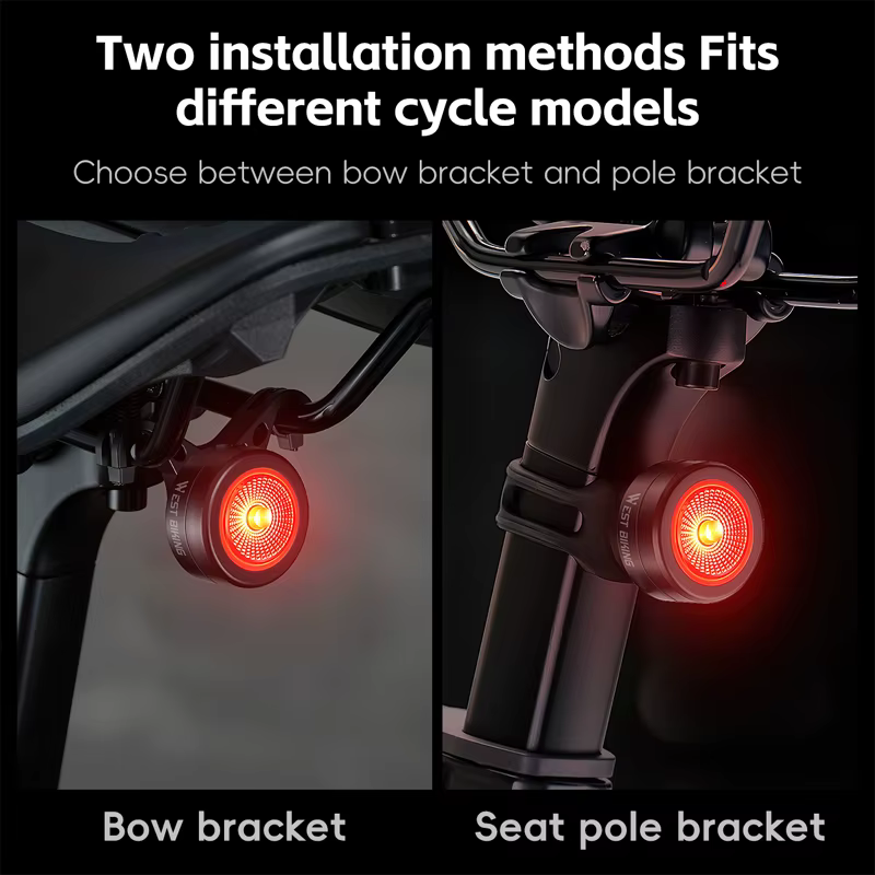 Feu arrière de vélo intelligent WEST BIKING à détection automatique