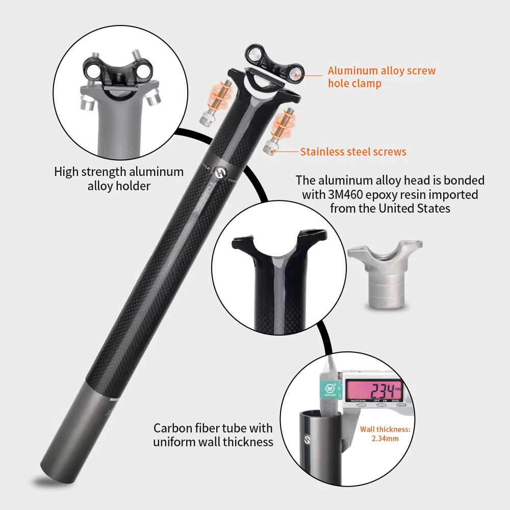 TOSEEK - Tige de selle de vélo en carbone
