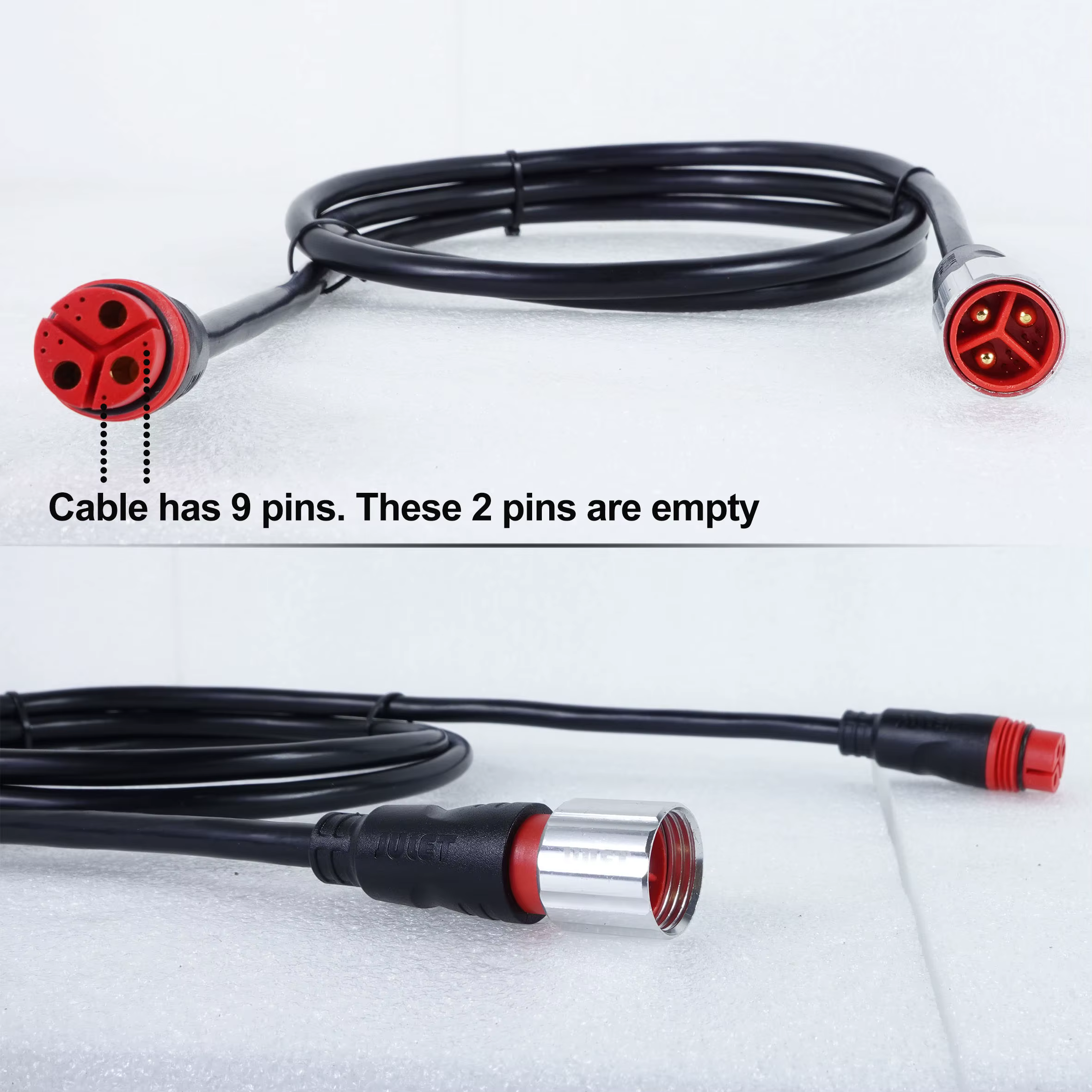 Câble de moteur pour vélo électrique 9 broches 500-2000W 140cm avec connecteur étanche fileté