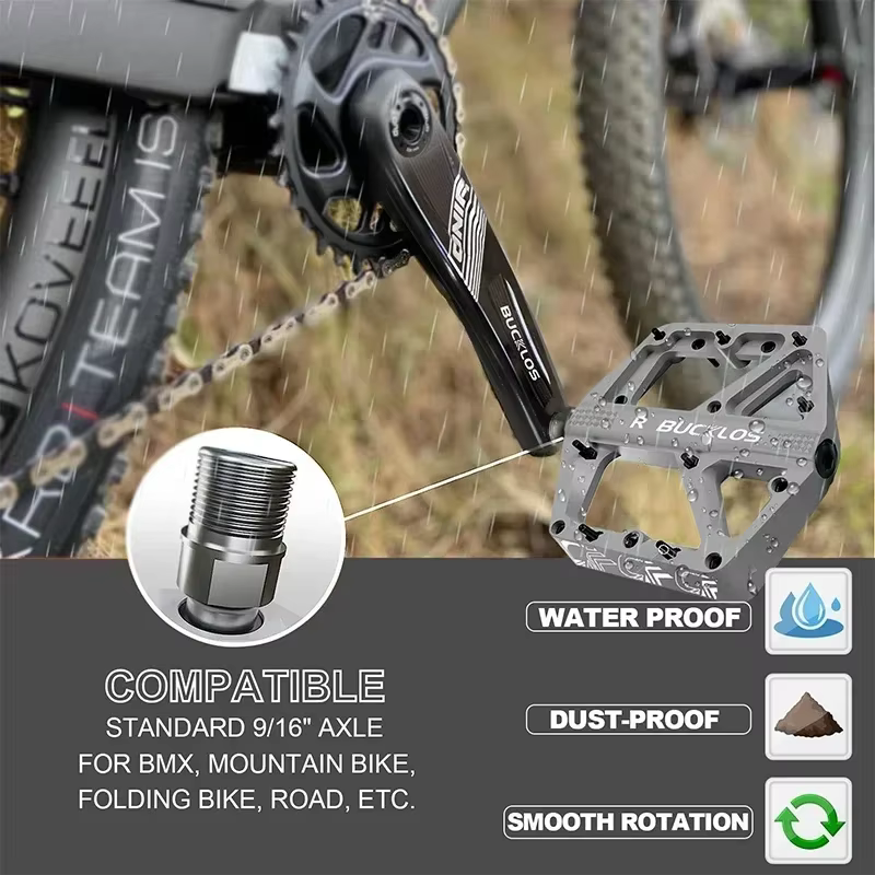 BUCKLOS VTT pédales 9/16 "roulement scellé plat vtt