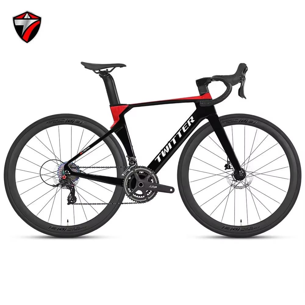 TWITTER R5pro Vélo de route en fibre de carbone 22/24 vitesses avec freins à disque hydrauliques disponibles en 7 tailles - 43.5/46/48/50/52/54/56