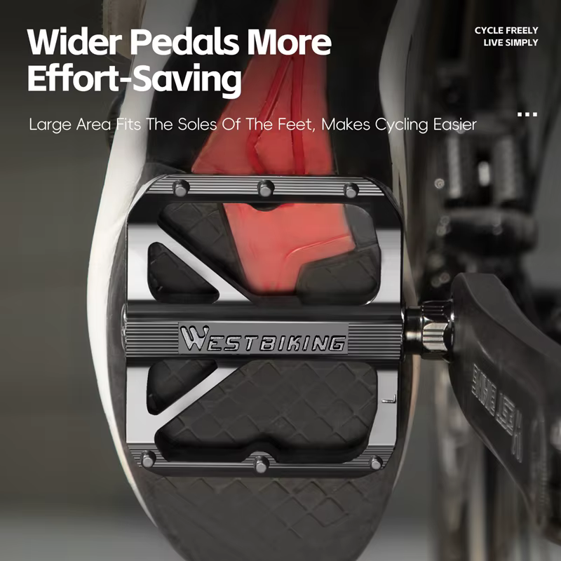 Pédales de vélo légères WEST BIKING à 3 roulements