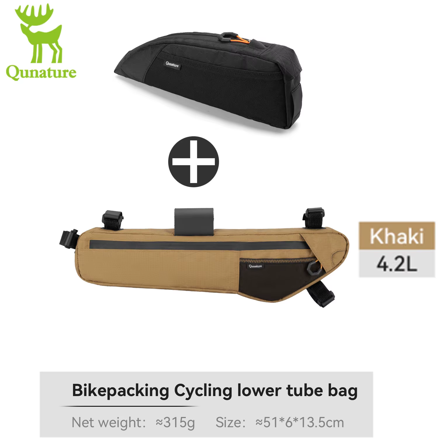 Qunature Bikepacking – Lot de 2 sacs de cadre de vélo
