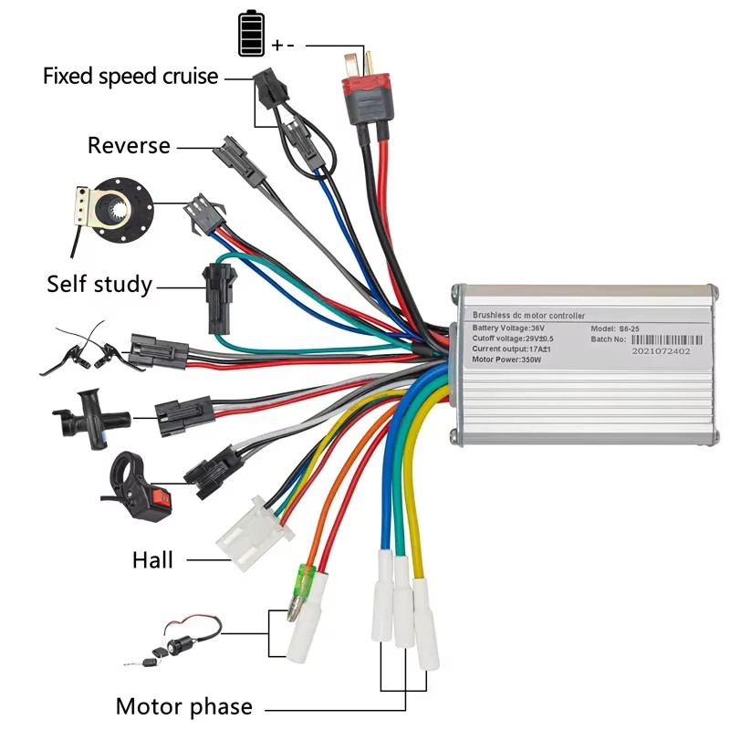 Contrôleur de vélo électrique 250W 350W 24V 36V 48V