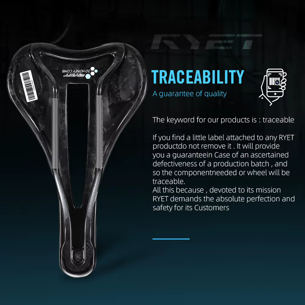 Selle de vélo en carbone imprimée en 3D RYET 135g