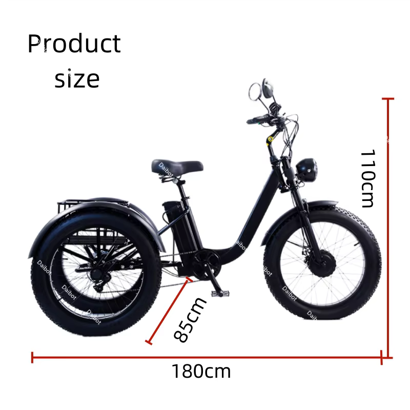 Tricycle électrique à 3 roues pour hommes adultes